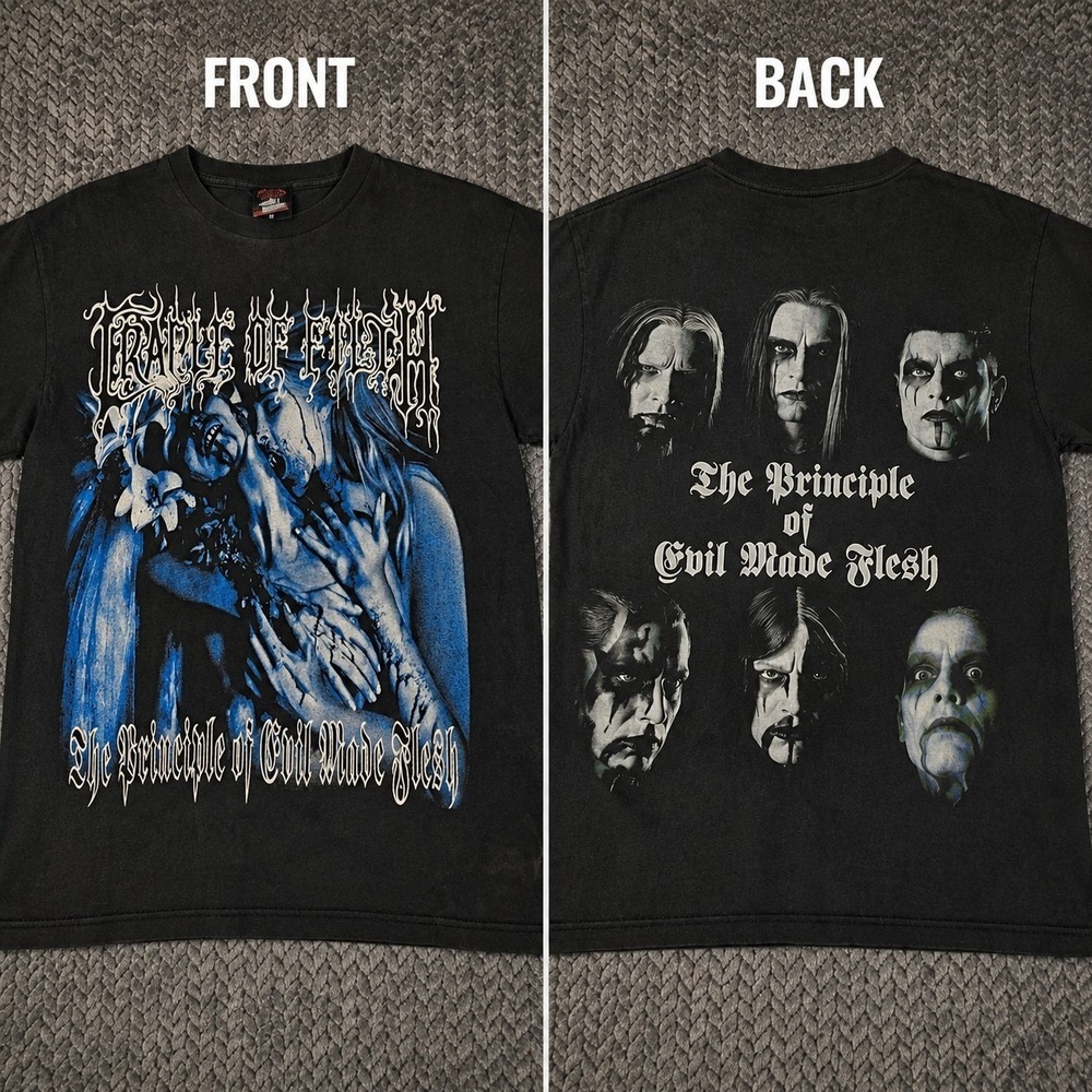 Cradle Of Filth The Principle Of Evil Made Flesh Band T-Shirt Men's Medium Black